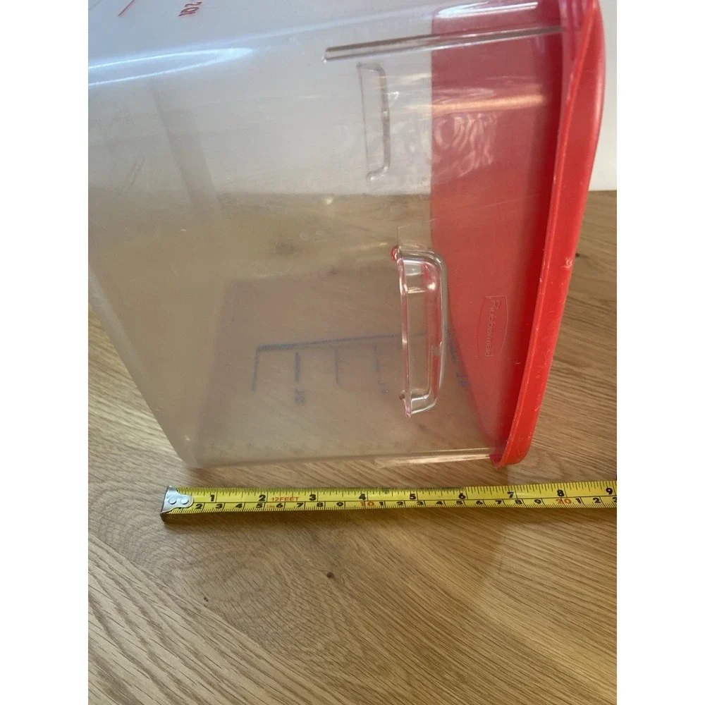 Rubbermaid Commercial Square Storage Container 6 Qt Clear Red Lid‎ Handles 6306